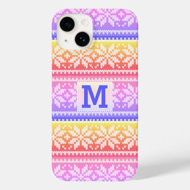 Monograma do Faux Knit de Neve Multicolor (Verso)