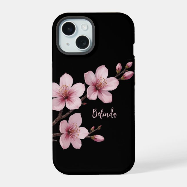 Monograma do Flor Preto de Cereja Cor-de-Água (Verso)