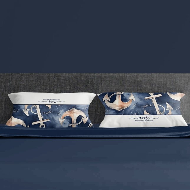 Monograma do Marinho do Oceano Ancoror Náutico com (Criador carregado)