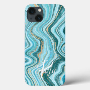 Monograma do Nome do Abstrato do Teal & Tan Agate 