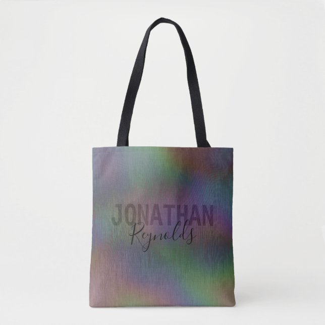 Monograma do Nome Holográfico Moderno - Tote Bag (Frente)