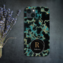 Monograma do nome personalizado do mármore preto m