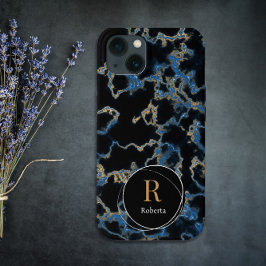 Monograma do nome personalizado do mármore preto m