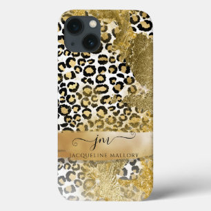 Monograma do Padrão de Impressão Leopard Glitter