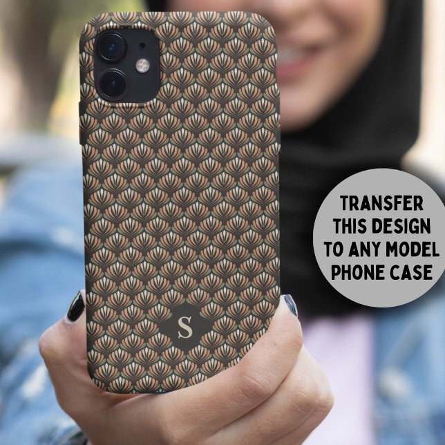 Monograma do Padrão Floral Retro-Rosa Elegante (Criador carregado)