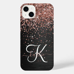 Monograma do Sparkle preto com brilho Dourado com 
