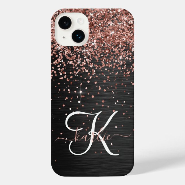 Monograma do Sparkle preto com brilho Dourado com  (Verso)