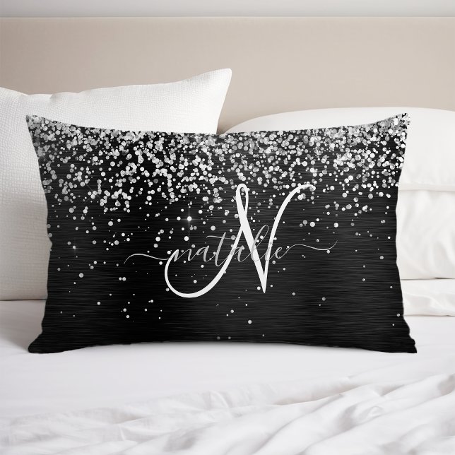 Monograma do Sparkle Preto com Glitter de Prata Pe (Criador carregado)