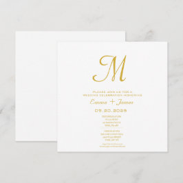 Monograma Dourado Convite para Casamento Branco Mi