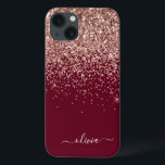 Monograma Dourado da cor rosa-rosa-claro-claro-cla<br><div class="desc">Rosa Dourado - Faísca Faux Blush Pink e Burgundy Faux e Derramando o nome do monograma de metal escovado com brilho e o telefone inicial. Isto faz o doce e perfeito aniversário de 16 anos, casamento, chá de panela, aniversário, chá de fraldas ou festa de solteira presente para alguém que...</div>