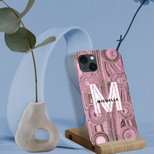 Monograma Dourado da Leve Retro Cor-de-Rosa Esbran