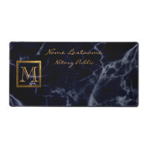 Monograma Dourado da Praça Azul Marble Marinho Ele