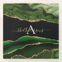 Monograma Dourado de brilho e agitação verde