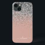 Monograma Dourado de Lata Rosa Rosa Rosa Rosa Esbr<br><div class="desc">Rosa Dourado - Faísca rosa e faísca prateada e esfregando o nome do monograma de metal escovado com brilho e o telefone inicial. Isto faz o doce e perfeito aniversário de 16 anos, casamento, chá de panela, aniversário, chá de fraldas ou festa de solteira presente para alguém que ama luxo...</div>