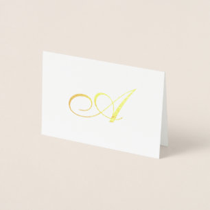 Monograma Dourado de Script Elegante - Cartão de N