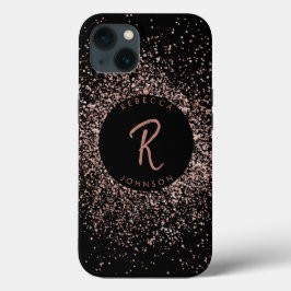 Monograma Dourado e Preto, cor-de-rosa