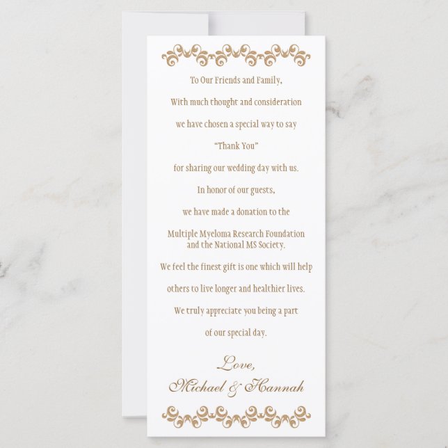 Monograma Dourado Laranja Casamento de Caridade Ma (Frente)