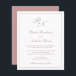 Monograma Dusty Rosa Pink Orçamento Convite de Cas<br><div class="desc">O convite de casamento do estilo tradicional, com um design simples e clássico com seu monograma inicial e seus nomes em um dentro de caligrafia elegante de uma fronteira fina. Todos os elementos de design estão cor-de-rosa rosa empoeirado sobre um fundo branco e podem ser alterados na ferramenta de edição...</div>
