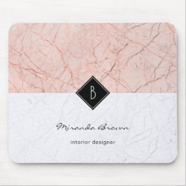 Monograma Elegante Cinza Dourada Mousepad