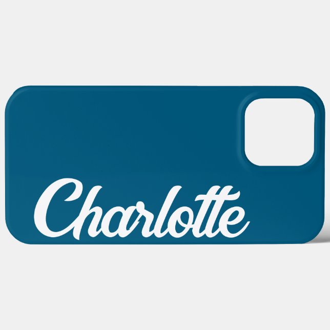 Monograma Elegante Clássico Personalizado Azul Oce (Verso (horizontal))