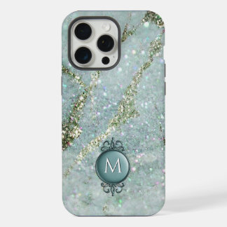 Monograma Elegante com Brilho de Menta e Dourado