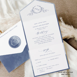Monograma Elegante e Casamento de Marinho Azul-Vid