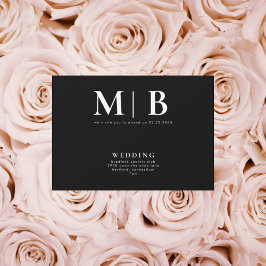 Monograma elegante e simples B/W Sem Convite para 