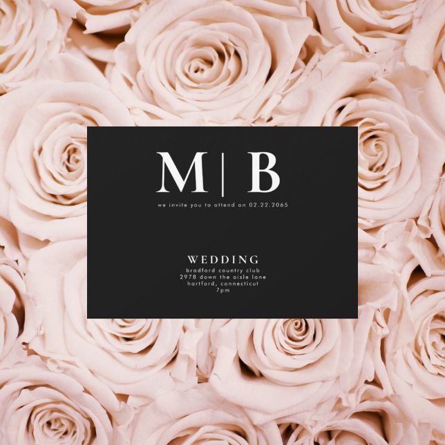 Monograma elegante e simples B/W Sem Convite para  (Criador carregado)