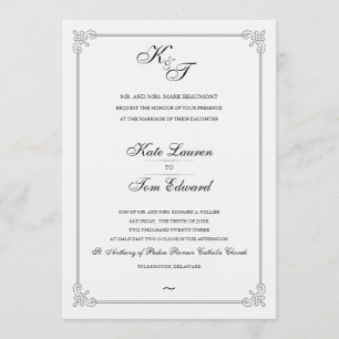 Monograma elegante formal Convite Para Casamento