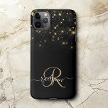 Monograma Elegante Glitter Diamond Glitter Dourado<br><div class="desc">Crie a sua própria capas de iphone de brilho de diamante preto e ouro personalizada com o seu monograma e nome personalizados.</div>