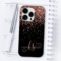 Monograma Elegante Glitter Dourado Glam Rosa