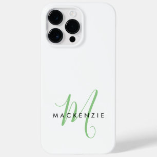Monograma Elegante Moderno Branco Verde em Letra C