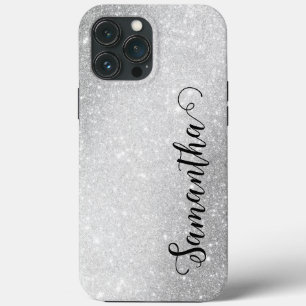 Monograma Elegante Nomes de Prata Glitter