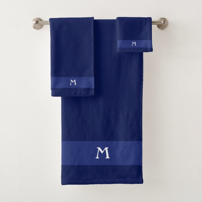 Monograma em conjunto de toalhas de banho azul-mar (Insitu)