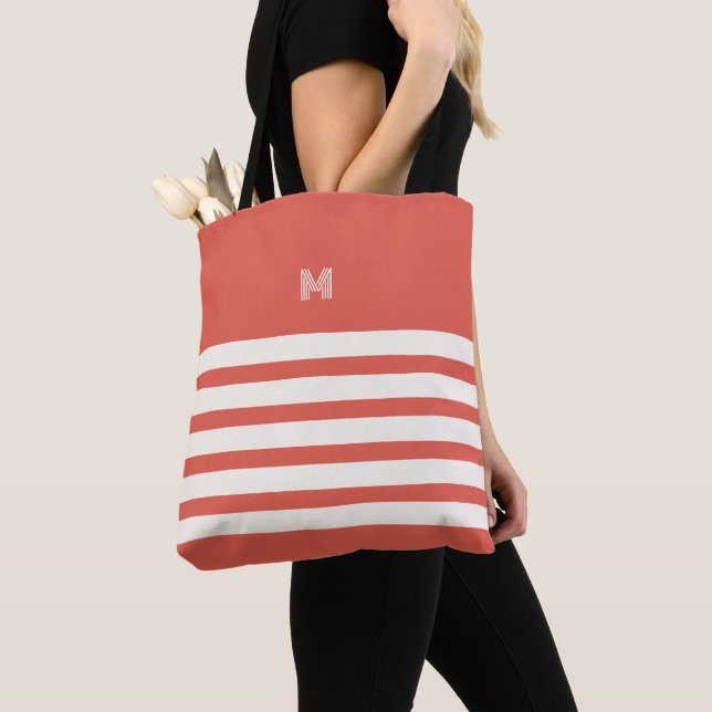 Monograma | Estrias Chic Terracotta Tote Bag (Close Up)