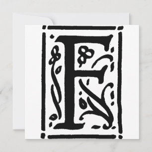 Monograma F Padrão Floral Branco e Preto Inicial