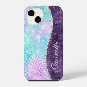 Monograma Falso Brilhante Lavanda Iridescente Fofa