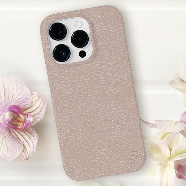 Monograma Faux Blush Pink Leather (A pretty blush pink faux leather look phone case with space for your initial)