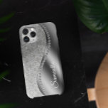 Monograma Faux Diamante Prata Brilho<br><div class="desc">Qualquer brilho ou diamantes no design são fotos e simulados.</div>