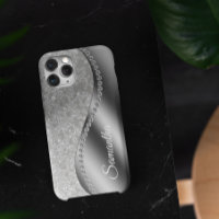 Monograma Faux Diamante Prata Brilho