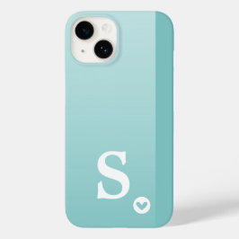 Monograma Feminino Coração Verde Menta Simples Mod