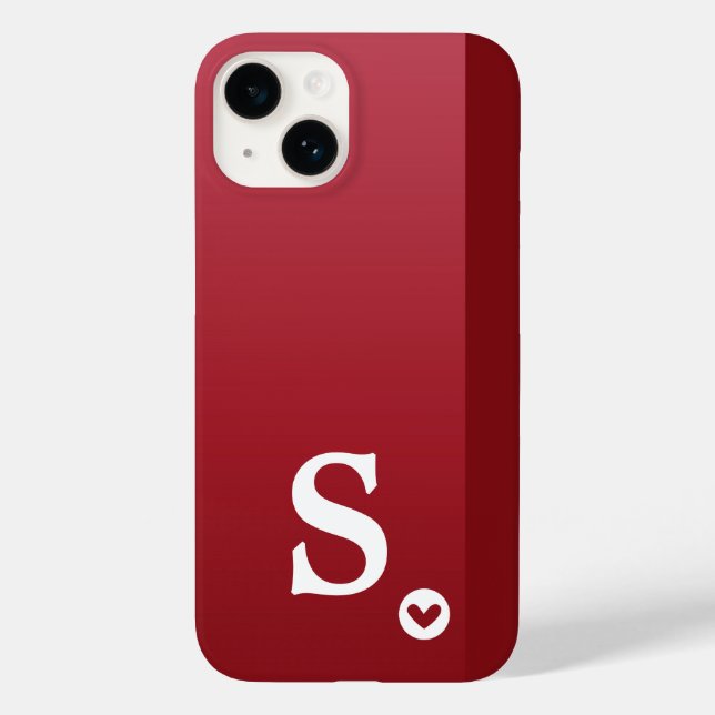 Monograma Feminino Coração Vermelho Simples Modern (Verso)