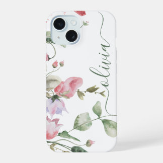 Monograma Floral Aquarela com Estilo Moderno