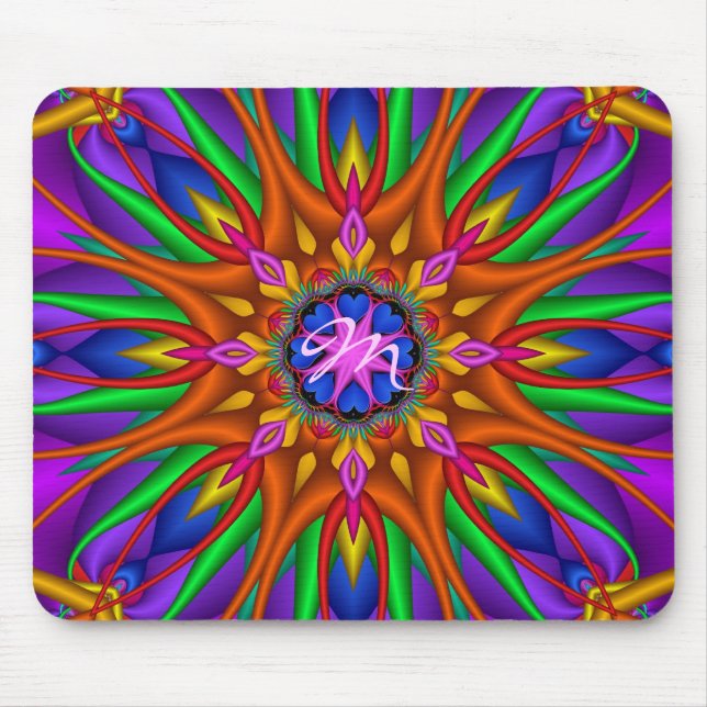 Monograma floral artístico do ith do mousepad do (Frente)