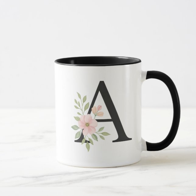 Monograma Floral Caneca A – Letra Elegante A com S (Direita)