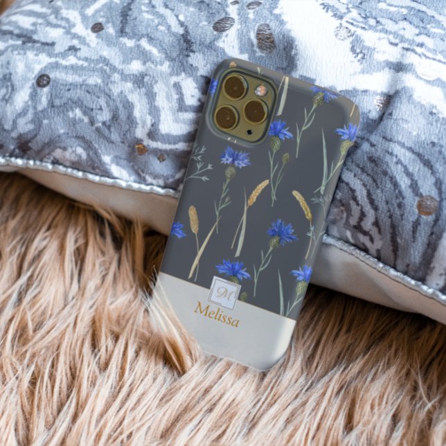 Monograma Floral de Flores cinzas (Criador carregado)