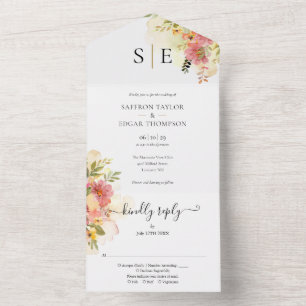 Monograma Floral de Flores Silvestres Casamento