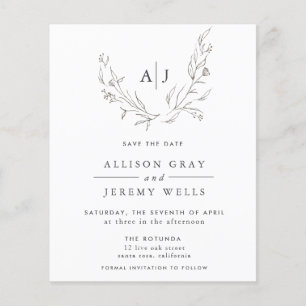 Monograma Floral de Orçamento Salvar o DAte