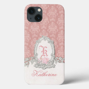 Monograma Floral do Ornamentado Vintage Damask Pin