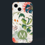 Monograma Floral Elegante<br><div class="desc">Padrão de impressão floral de jardim elegante com monograma inicial em emblema primavera verde. Um presente personalizado perfeito ou acessório.</div>